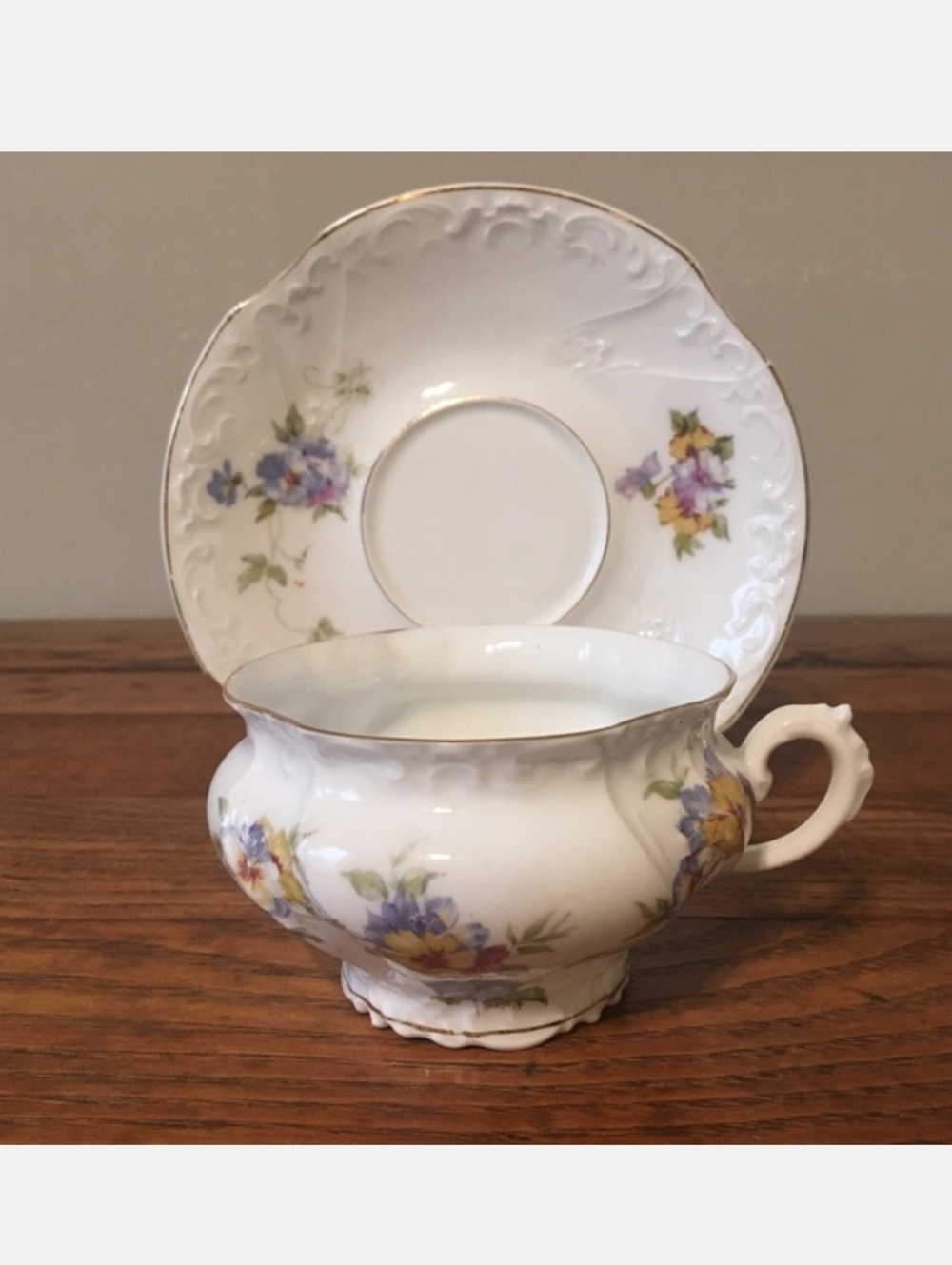 Germany Porcelain Teacup & Saucer Dainty Flowers Fancy Tea Party Tea Cup German